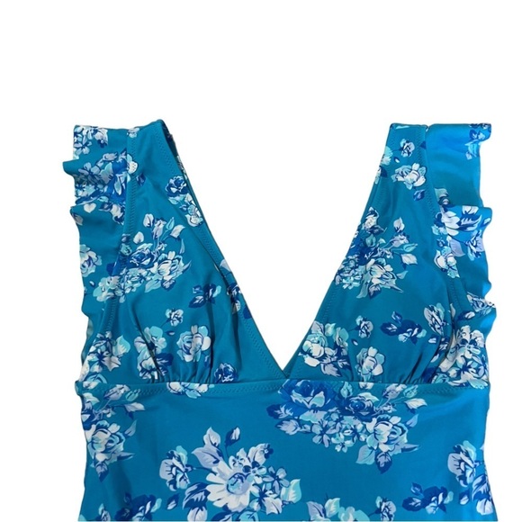 Cupshe Royal Elegance Blue Floral One Piece Swimsuit Size Medium - Picture 6 of 7